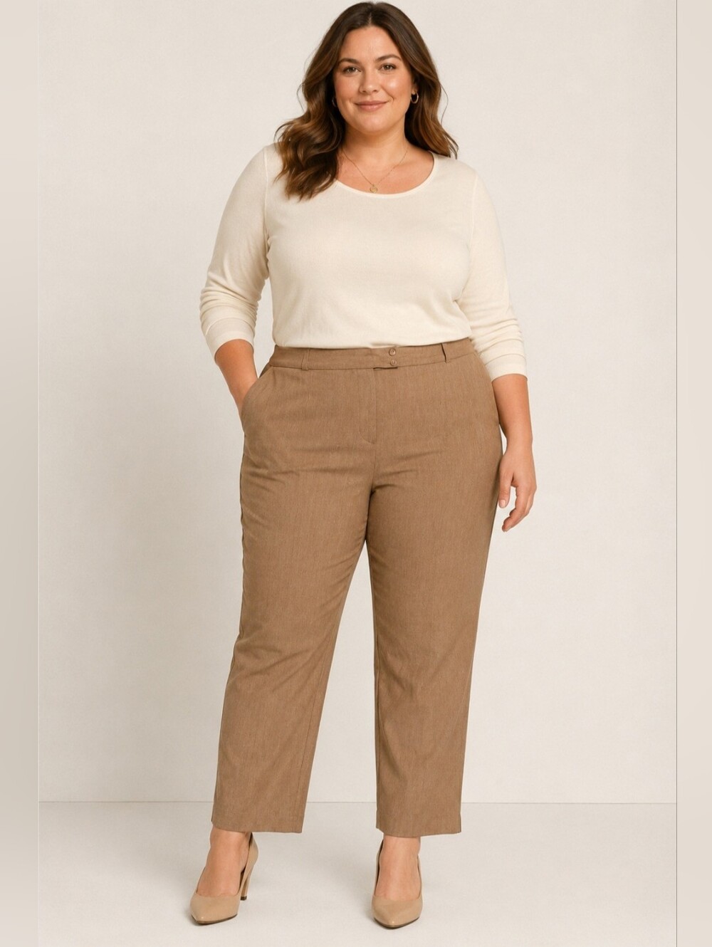 Lane Bryant Women’s Plus Size 28P Brown Stretch Pants Straight Leg